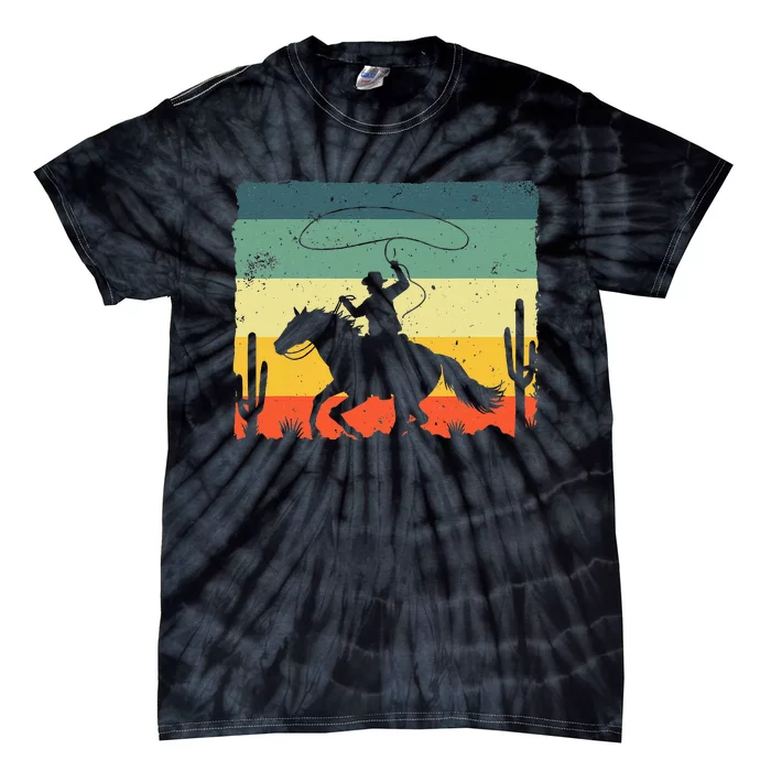 Retro Western Cowboy Design Horse Rider Cowboy Tie-Dye T-Shirt