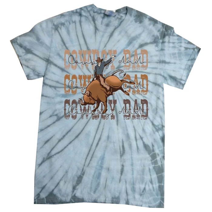 Retro Western Cow Dad Father's Day Country Cowhide Rodeo Tie-Dye T-Shirt