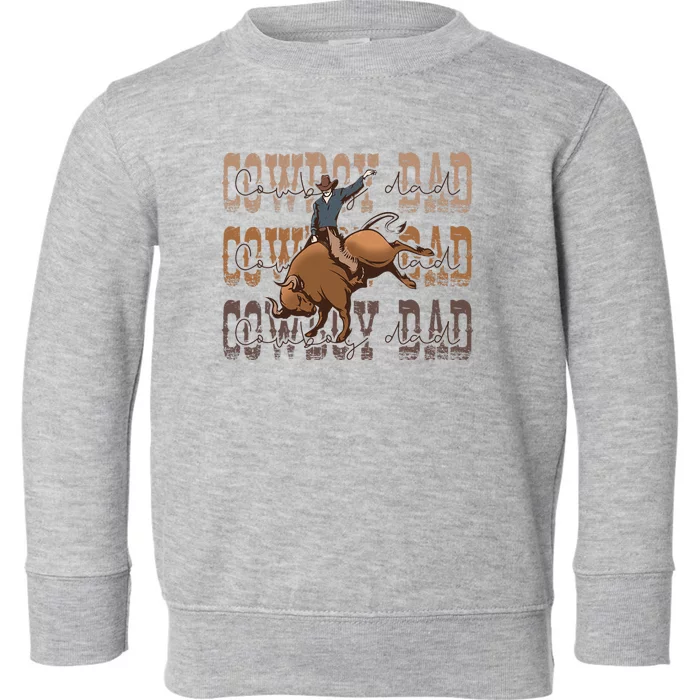 Retro Western Cow Dad Father's Day Country Cowhide Rodeo Toddler Sweatshirt