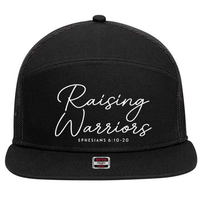 Raising Warriors Christian Bible Verse Religious Baptism 7 Panel Mesh Trucker Snapback Hat