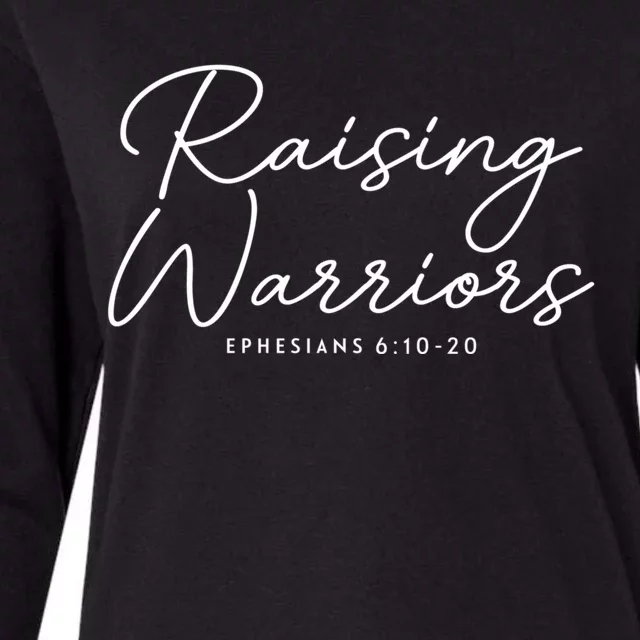 Raising Warriors Christian Bible Verse Religious Baptism Womens Cotton Relaxed Long Sleeve T-Shirt