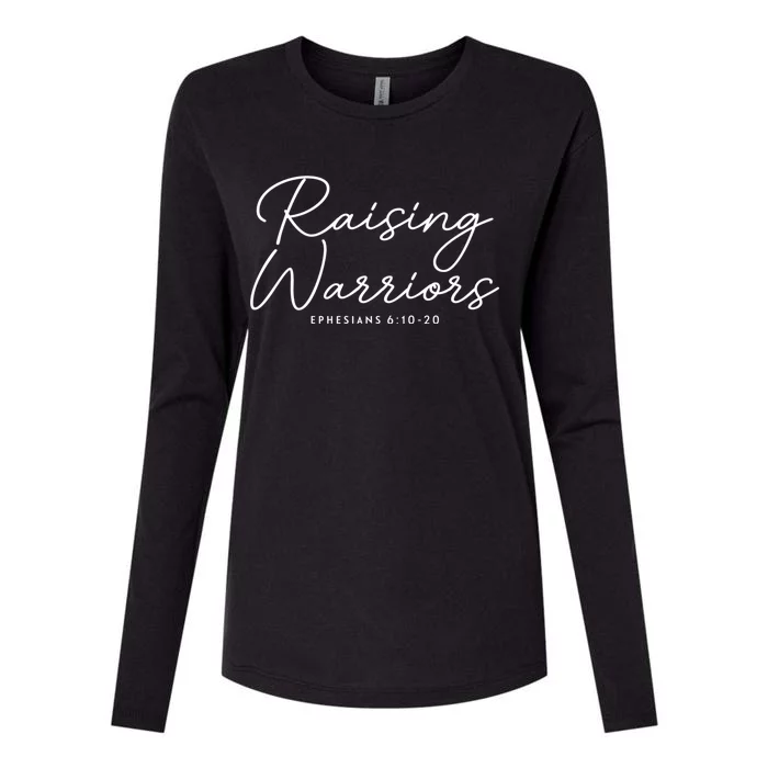 Raising Warriors Christian Bible Verse Religious Baptism Womens Cotton Relaxed Long Sleeve T-Shirt