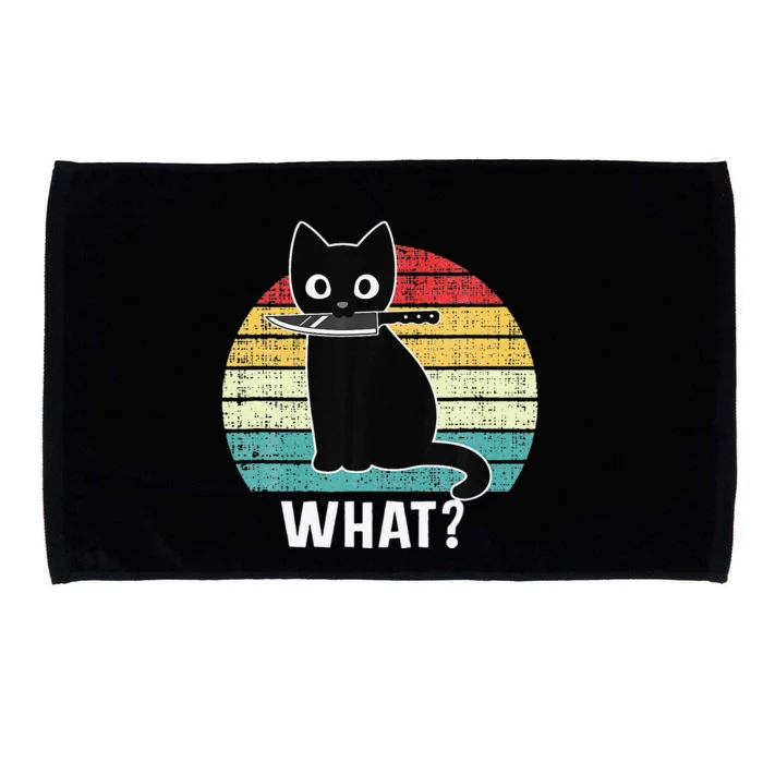 Retro What Cat Black Knife Meow Kitty Funny Cats Mom Dad Microfiber Hand Towel