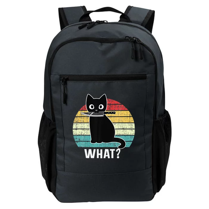 Retro What Cat Black Knife Meow Kitty Funny Cats Mom Dad Daily Commute Backpack