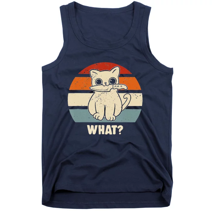 Retro What Cat Knife Meow Kitty Funny Cats Mom And Cat Dad Tank Top