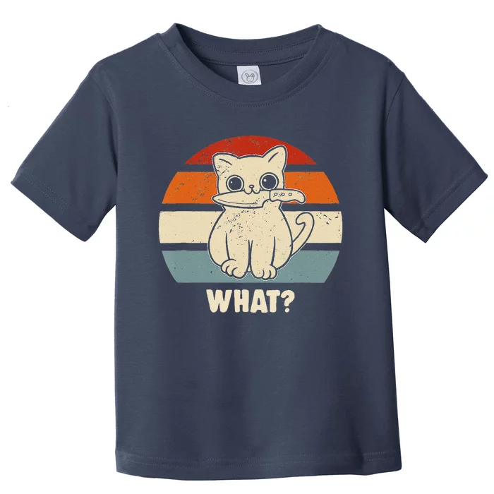 Retro What Cat Knife Meow Kitty Funny Cats Mom And Cat Dad Toddler T-Shirt