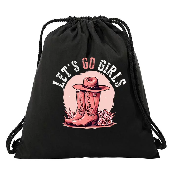 Rodeo Western Country Southern Cowgirl Hat LetS Go Girl Drawstring Bag