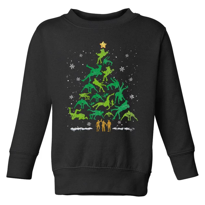 Retro Wrestling Christmas Tree Xmas Wrestling Player Lover Toddler Sweatshirt