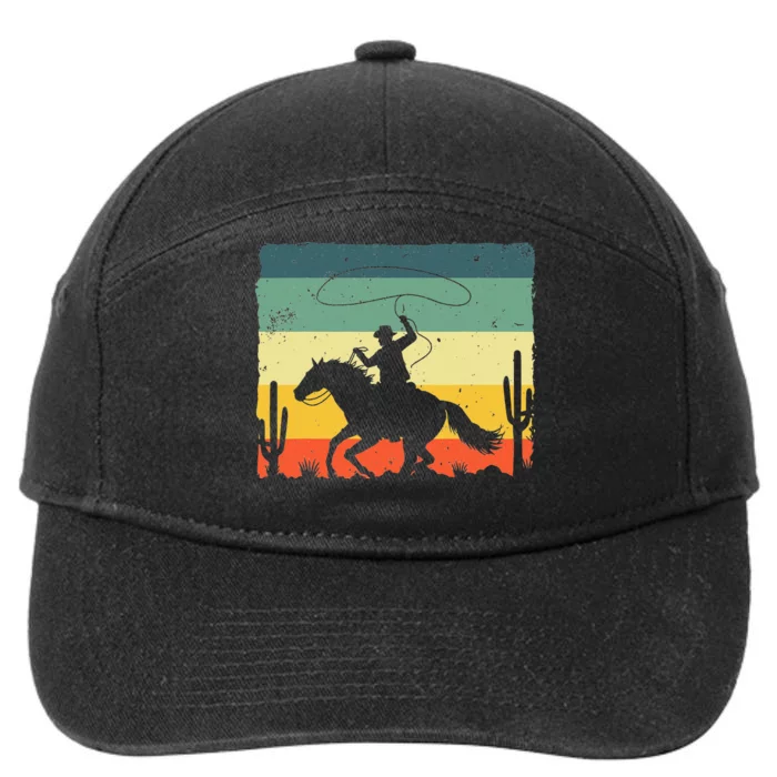 Retro Western Cow Design For Horse 7-Panel Snapback Hat