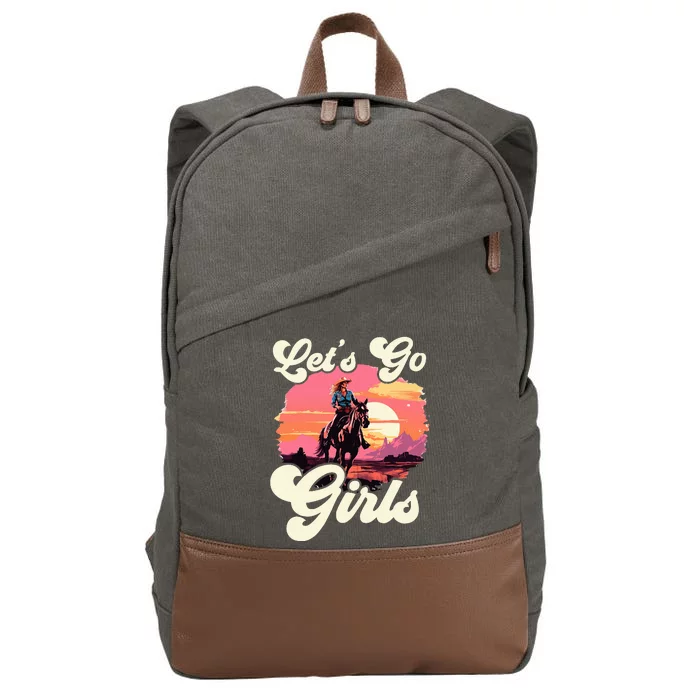 Rodeo Western Country Cowgirl Hat LetS Go Girl Cotton Canvas Backpack