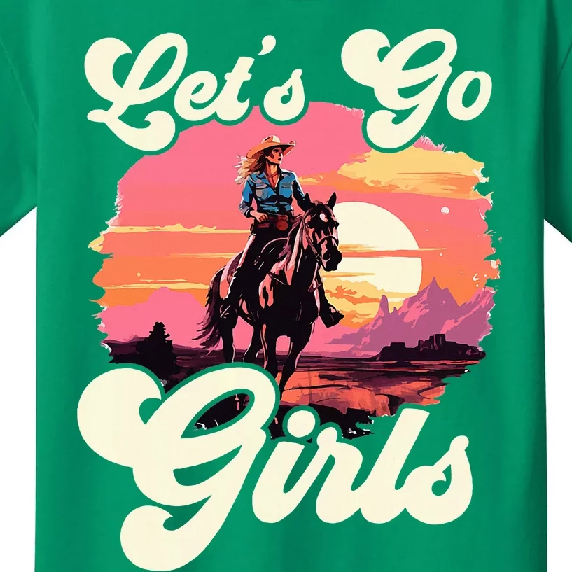 Rodeo Western Country Cowgirl Hat LetS Go Girl Kids T-Shirt