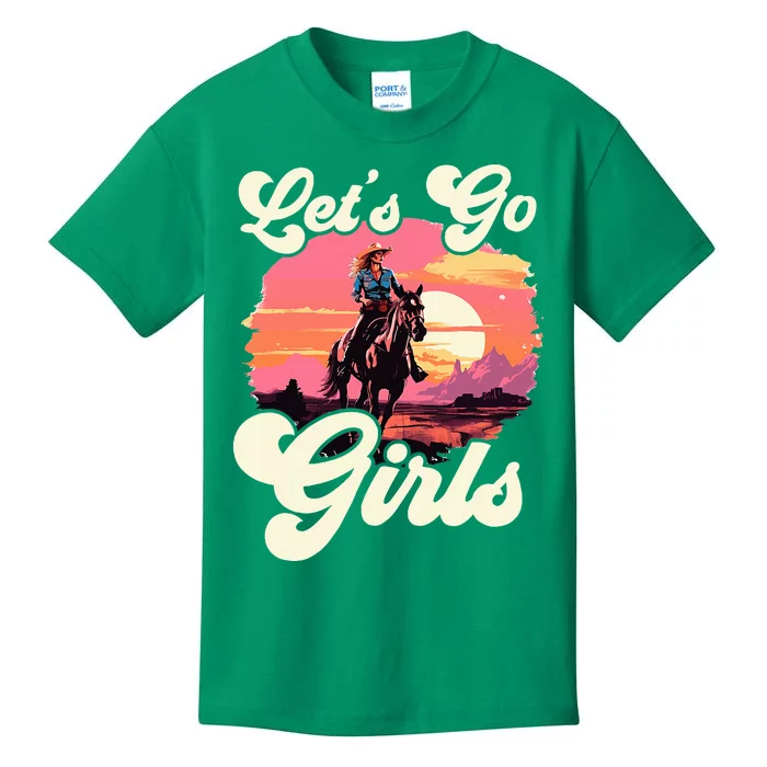 Rodeo Western Country Cowgirl Hat LetS Go Girl Kids T-Shirt