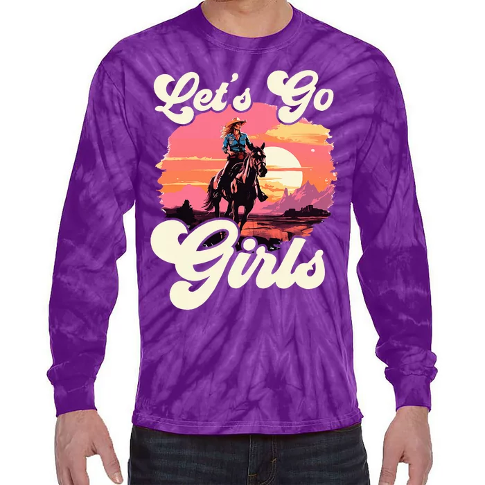 Rodeo Western Country Cowgirl Hat LetS Go Girl Tie-Dye Long Sleeve Shirt