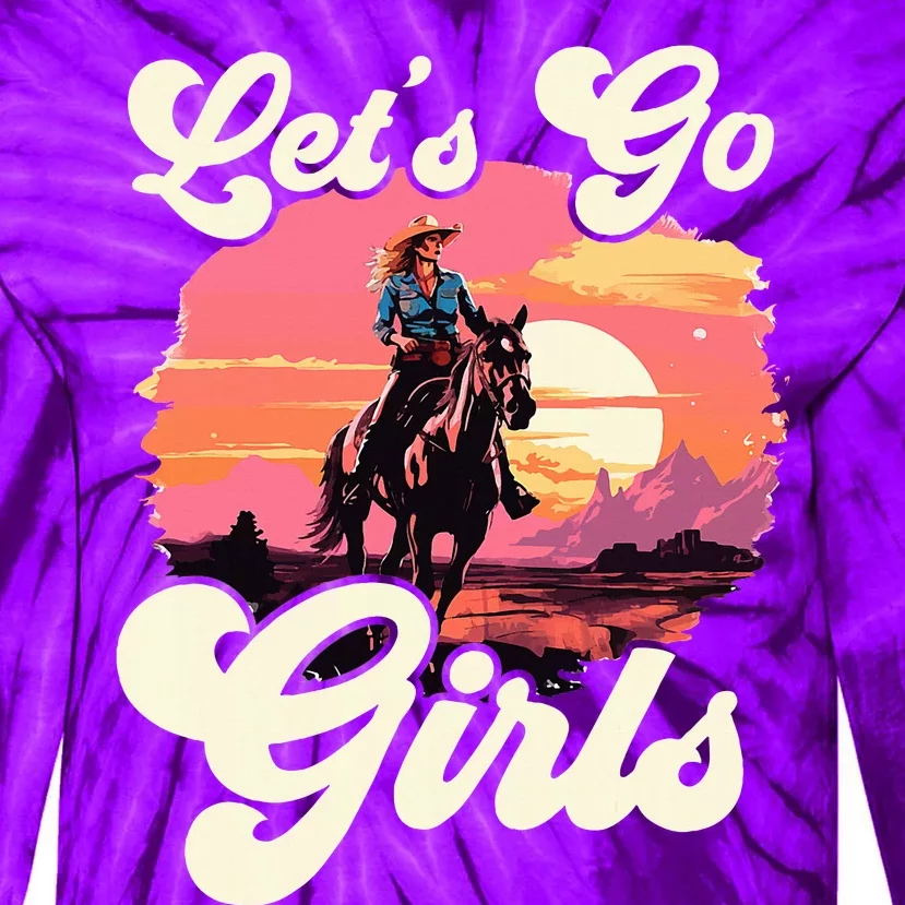 Rodeo Western Country Cowgirl Hat LetS Go Girl Tie-Dye Long Sleeve Shirt