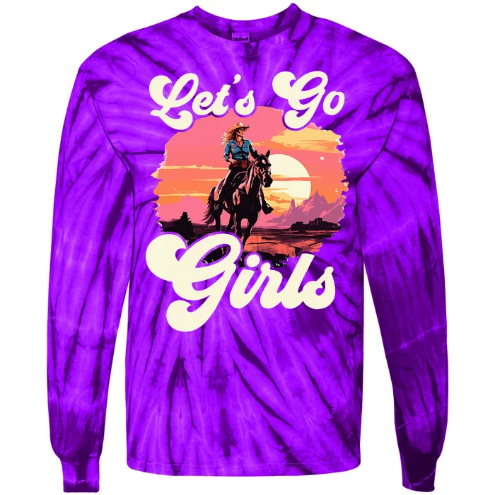 Rodeo Western Country Cowgirl Hat LetS Go Girl Tie-Dye Long Sleeve Shirt