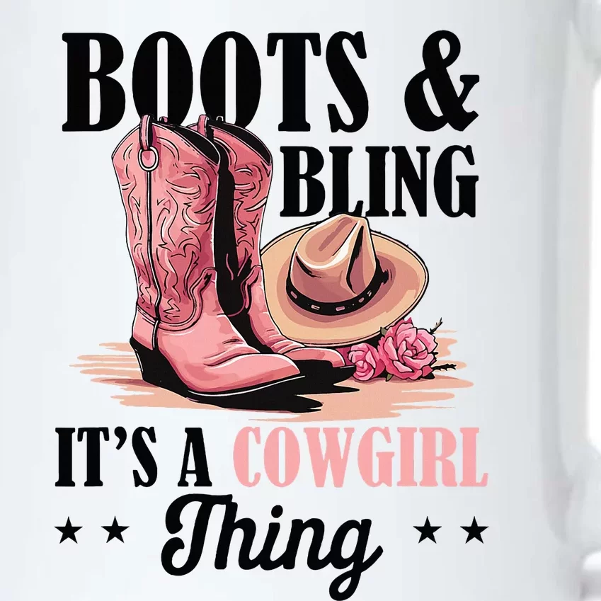 Rodeo Western Country Southern Cowgirl Hat Boots & Bling Black Color Changing Mug