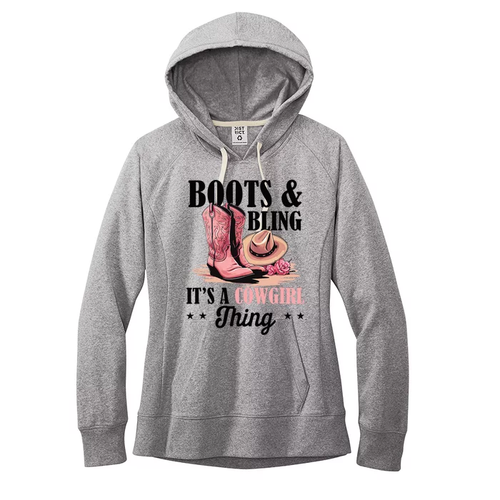 Rodeo Western Country Southern Cowgirl Hat Boots & Bling Women's Fleece Hoodie