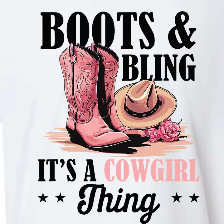 Rodeo Western Country Southern Cowgirl Hat Boots & Bling Sueded Cloud Jersey T-Shirt