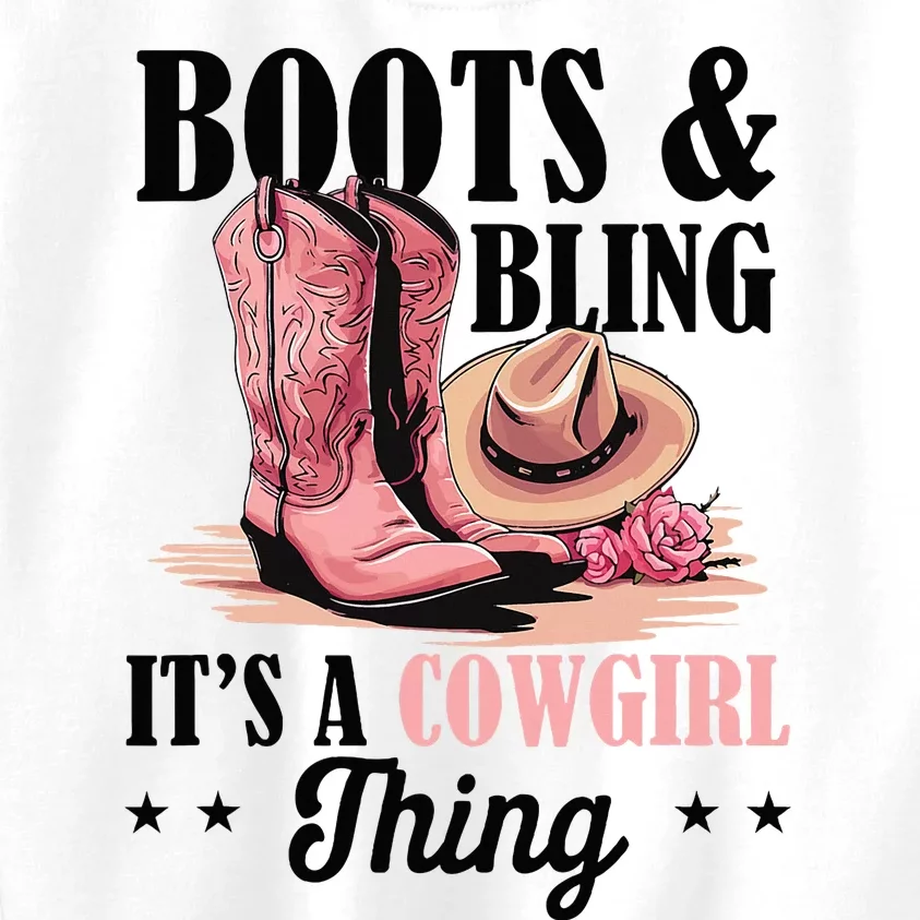 Rodeo Western Country Southern Cowgirl Hat Boots & Bling Kids Sweatshirt