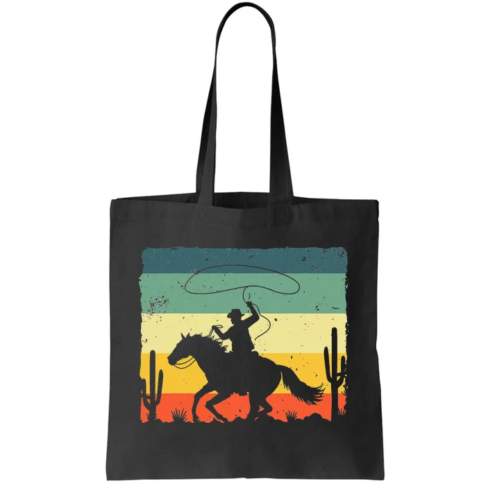 Retro Western Cow Design For Horse Rider Cow Tote Bag