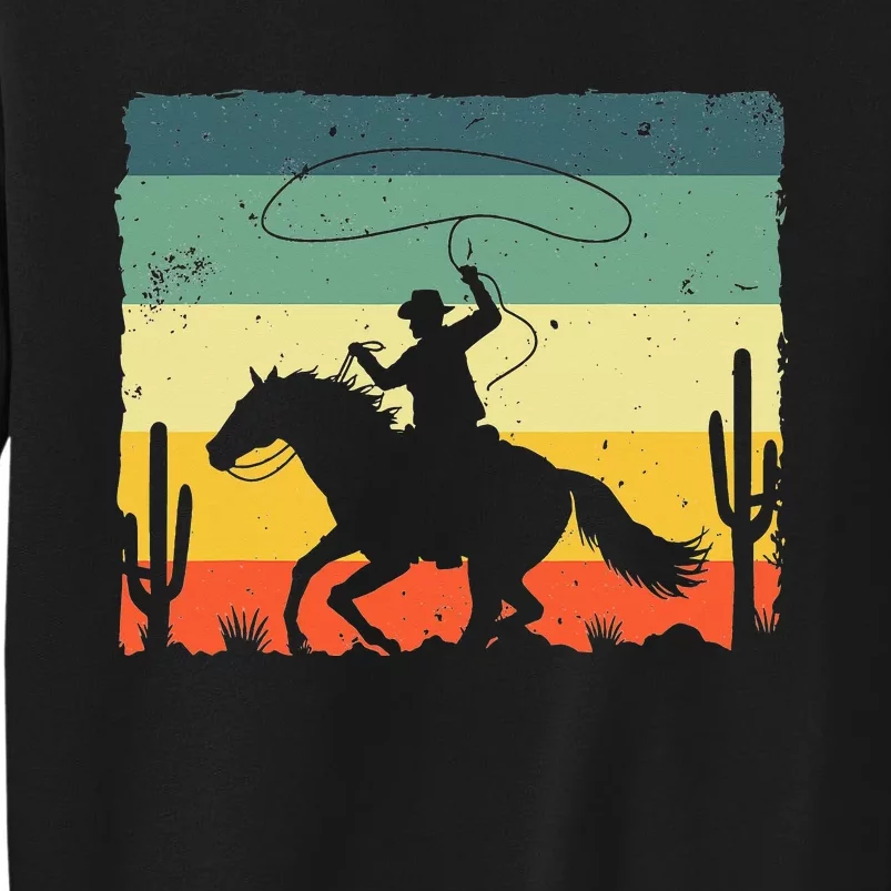 Retro Western Cow Design For Horse Rider Cow Tall Sweatshirt