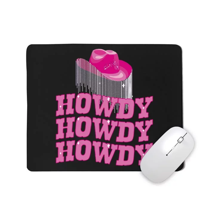 Rodeo Western Country Southern Cow hat pink - Howdy Mousepad