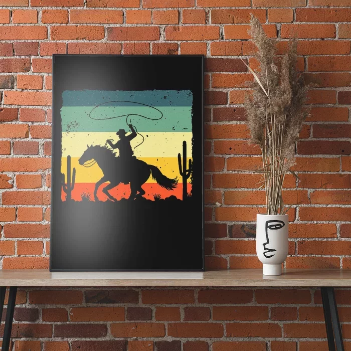 Retro Western Cowboy Design For Men Horse Rider Cowboy Poster