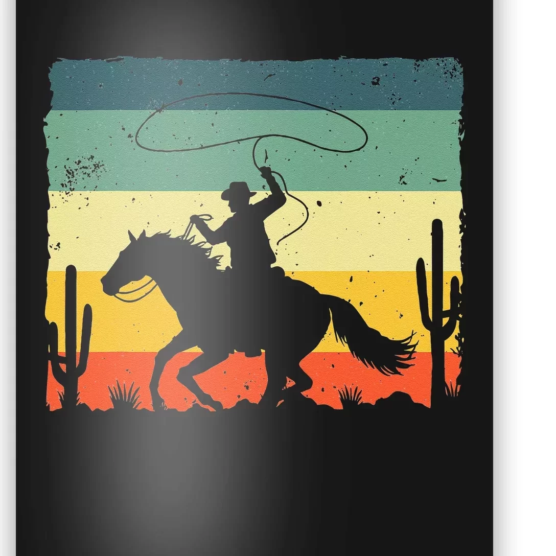 Retro Western Cowboy Design For Men Horse Rider Cowboy Poster