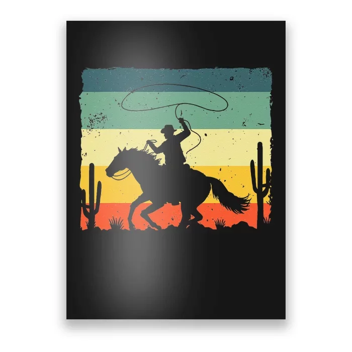 Retro Western Cowboy Design For Men Horse Rider Cowboy Poster