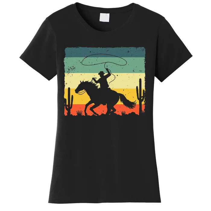 Retro Western Cowboy Design For Men Horse Rider Cowboy Women's T-Shirt