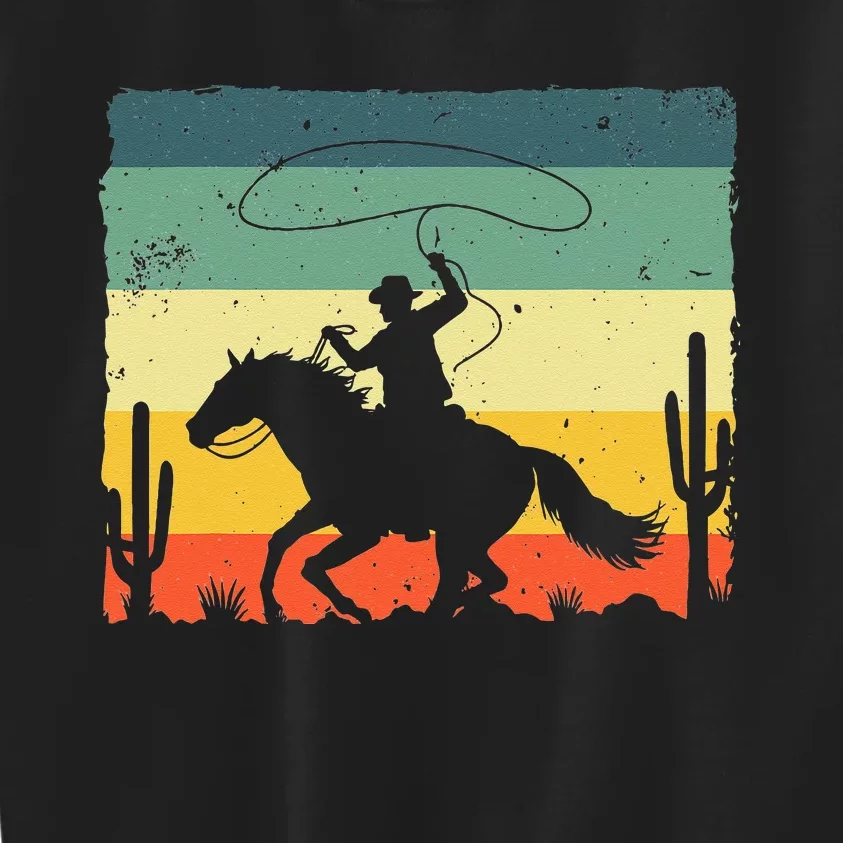 Retro Western Cowboy Design For Men Horse Rider Cowboy Kids Sweatshirt