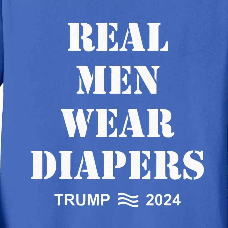 Real Wear Diapers Trump 2024 Kids Long Sleeve Shirt