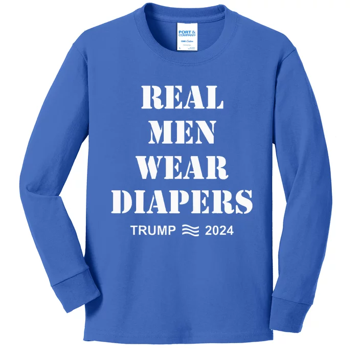 Real Wear Diapers Trump 2024 Kids Long Sleeve Shirt