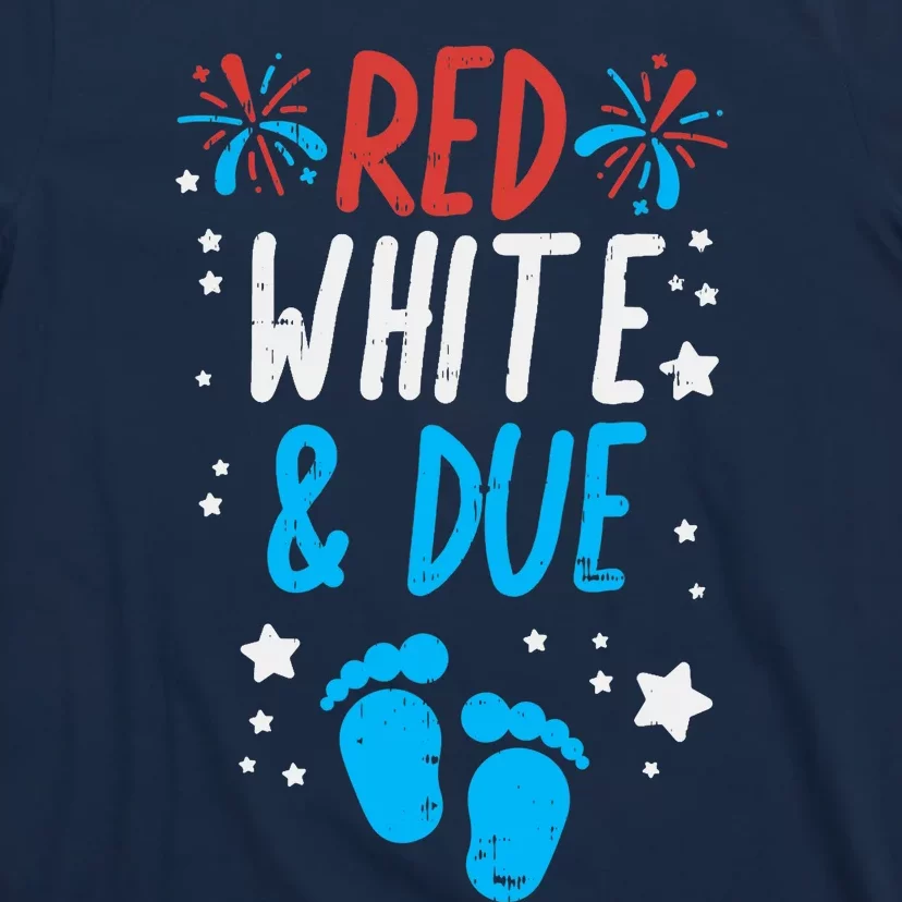 Red White Due Baby Shower 4th Of July Pregnancy Announcement T-Shirt