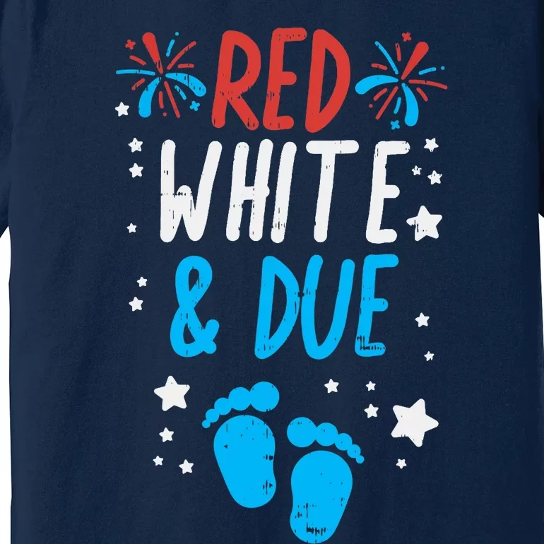 Red White Due Baby Shower 4th Of July Pregnancy Announcement Premium T-Shirt