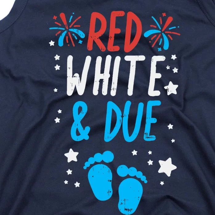 Red White Due Baby Shower 4th Of July Pregnancy Announcement Tank Top