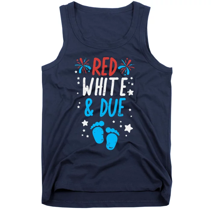 Red White Due Baby Shower 4th Of July Pregnancy Announcement Tank Top