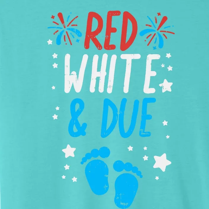 Red White Due Baby Shower 4th Of July Pregnancy Announcement ChromaSoft Performance T-Shirt