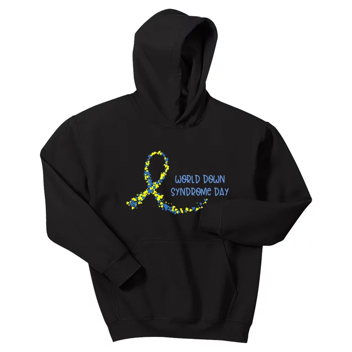 Ribbon World Down Syndrome Day Kids Hoodie