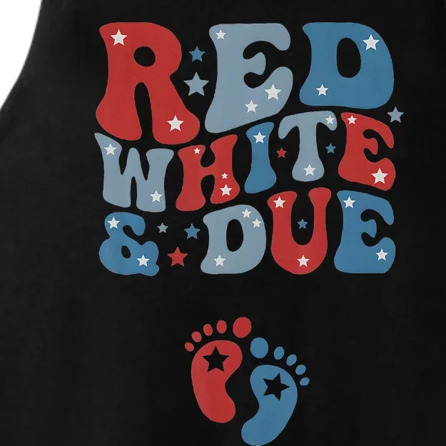 Red White Due 4th Of July Pregnancy Ladies Tri-Blend Wicking Tank