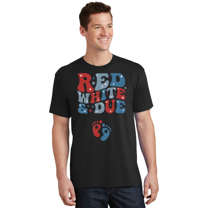 Red White Due 4th Of July Pregnancy T-Shirt