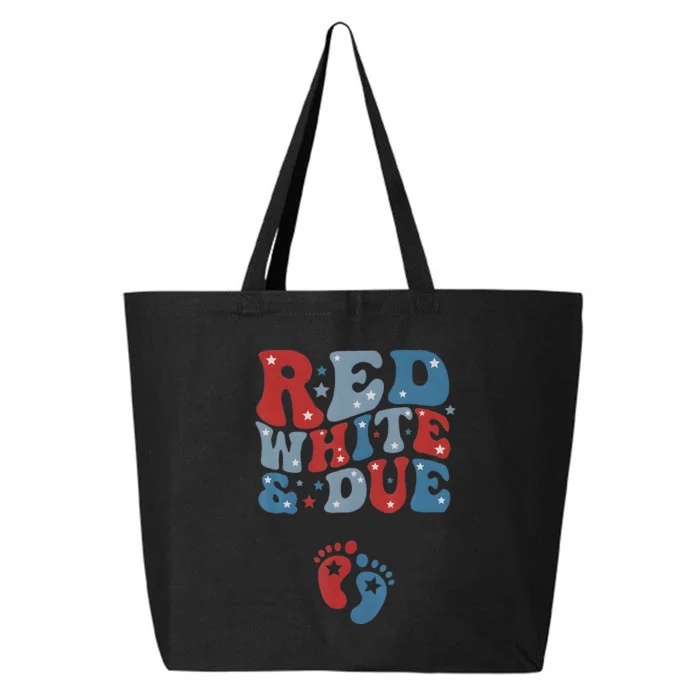 Red White Due 4th Of July Pregnancy 25L Jumbo Tote