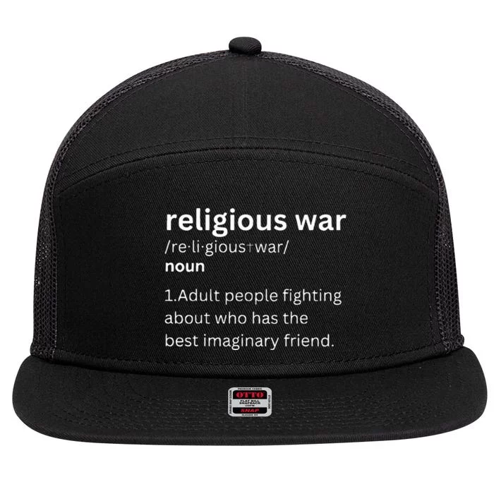 Religious War Definition Aldult People Fighting Funny Jesus 7 Panel Mesh Trucker Snapback Hat