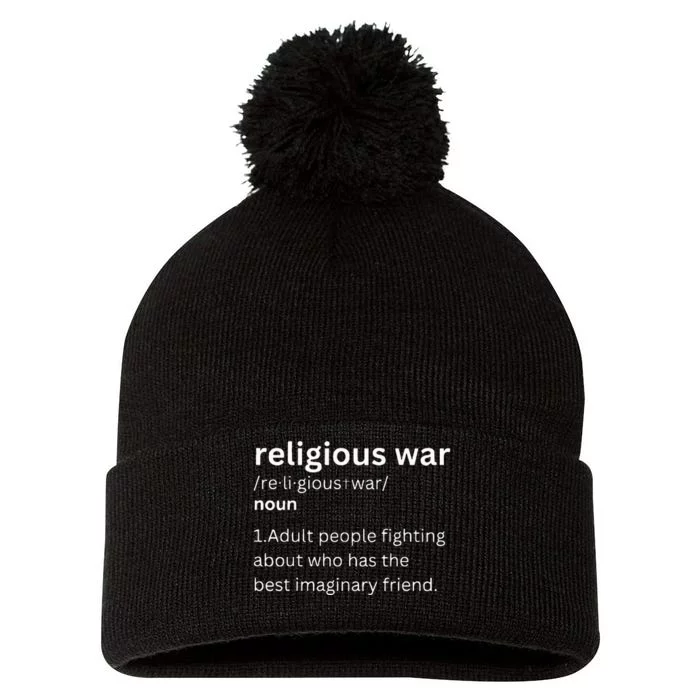 Religious War Definition Aldult People Fighting Funny Jesus Pom Pom 12in Knit Beanie