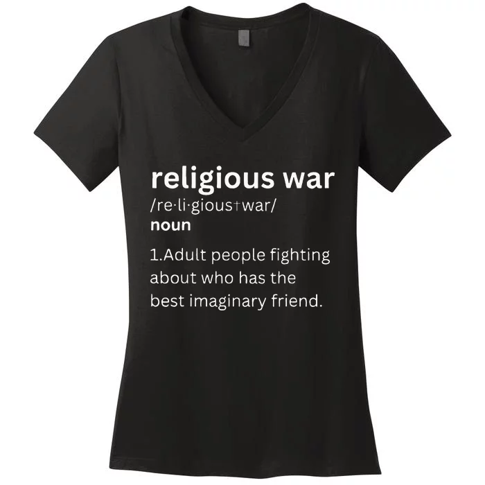 Religious War Definition Aldult People Fighting Funny Jesus Women's V-Neck T-Shirt