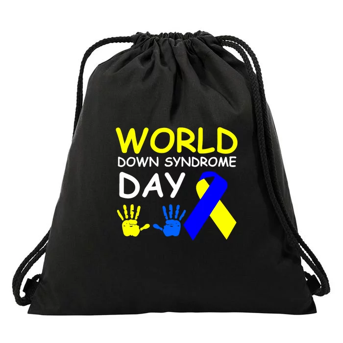 Ribbon World Down Syndrome Day Gifts Drawstring Bag