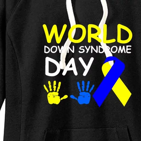 Ribbon World Down Syndrome Day Gifts Women's Fleece Hoodie