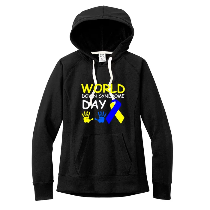 Ribbon World Down Syndrome Day Gifts Women's Fleece Hoodie