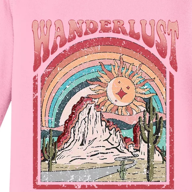 Retro Wanderlust Desert Cactus Wander Boho Adventure Western Baby Long Sleeve Bodysuit