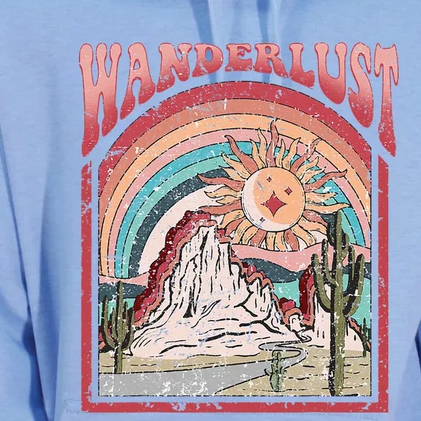 Retro Wanderlust Desert Cactus Wander Boho Adventure Western Unisex Surf Hoodie